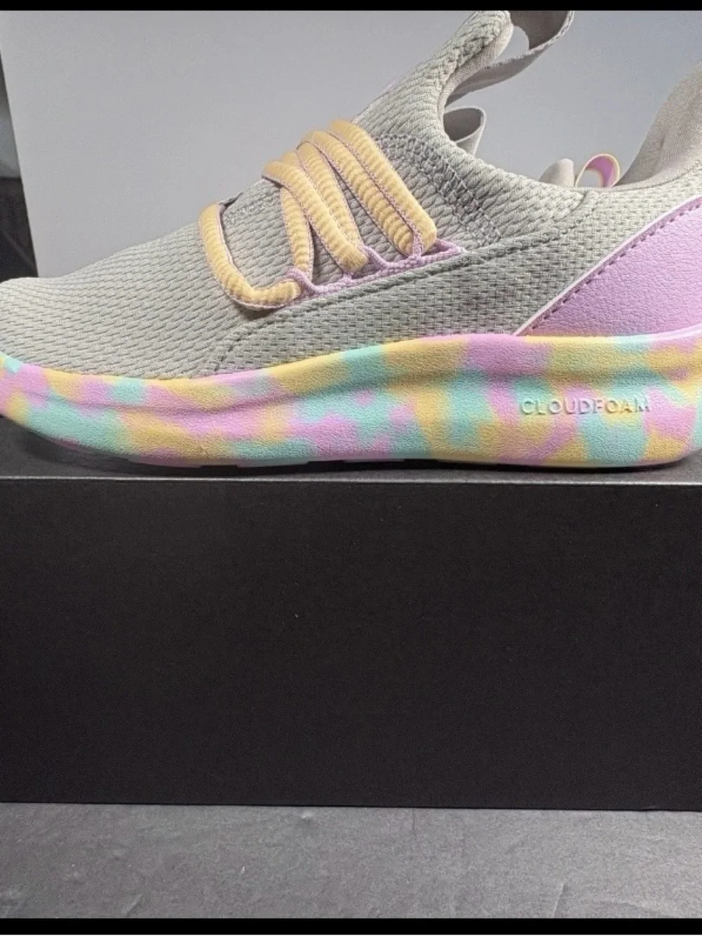 adidas Kids Shoes Lite Racer Adapt 7.0 SlipOn Size 2 Grey/Orange/Bliss Lilac New